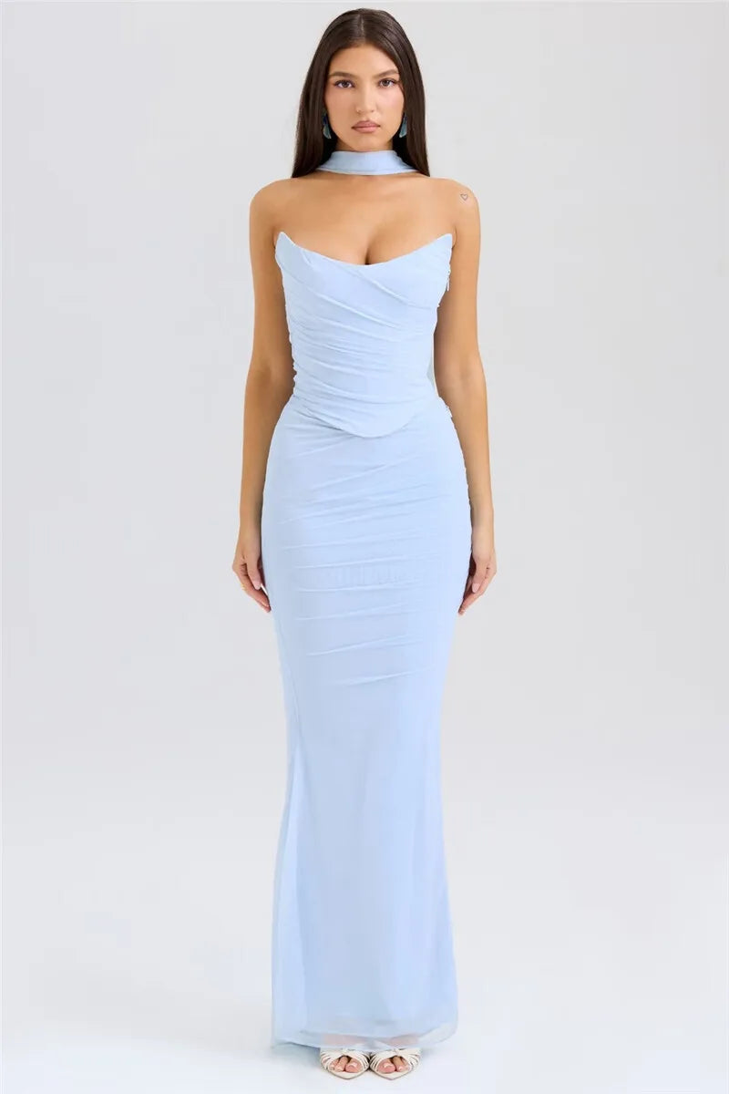 Elegant Wine Strapless Maxi Skirt Set Luxlife Brands