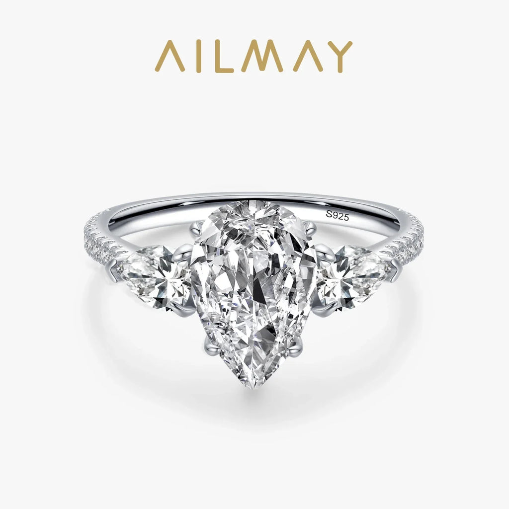 5ct Pear Shaped Zirconia CZ Engagement Ring 925 SS