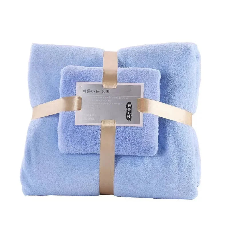 2PC Bath Towels Set Super Soft Highly Absorbent Quick-drying Coral Velvet Bath Towel For Adults Hotel & Spa Use Luxlife Brands