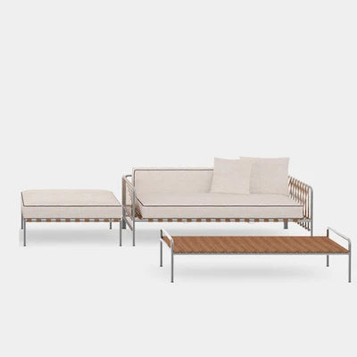 Outdoor stainless steel sofa rattan courtyard villa rain and sun coffee table combination