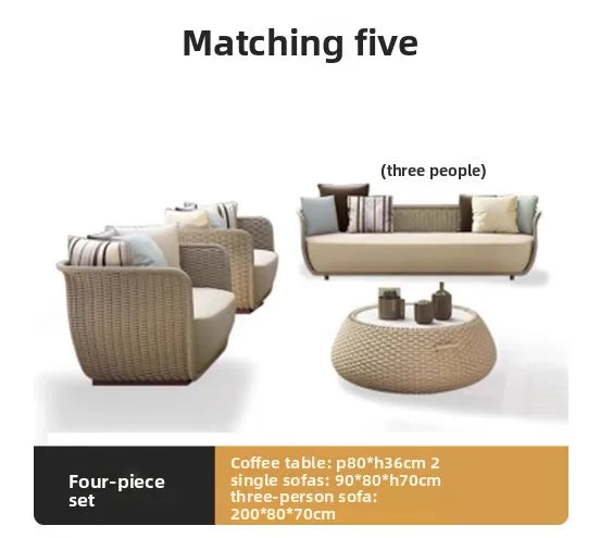 Italian Style Modern Luxury Waterproof Outdoor Rattan Garden Sofa Set For Hotels And Villas For Courtyard Luxlife Brands
