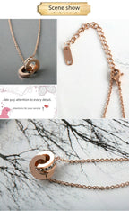 Number Titanium Steel Pendant Necklace Women's 18K Rose Gold Luxlife Brands