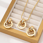 Metal Round Wire Post Earrings Pendant Necklace Set For Women Fashion Jewelry Punk Styles Trendy Daily Accessories Gifts MQ505 Luxlife Brands