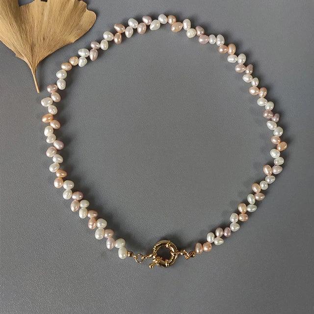 Boho Fashion Gold-Color Shell Necklace Natural Pearl Handmade Beautiful Necklace Women Baroque Jewelry Charm Statement Best Gift Luxlife Brands