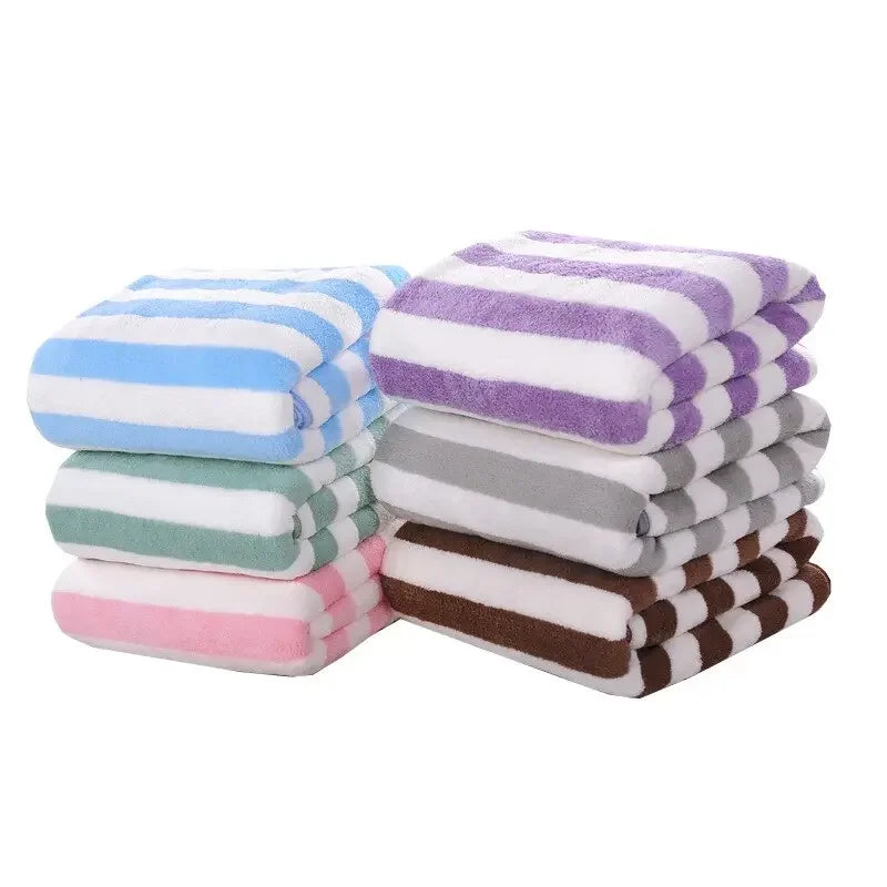 Hotel beauty salon quick-drying beach towel home soft absorbent face towel striped coral fleece bath towel