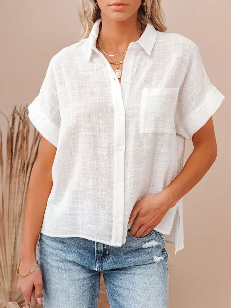 Women Summer Linen Oversized Shirt Vintage Harajuku Short Sleeve Loose Blouse Elegant Chic Tunis 2022 Women Tops Streetwear