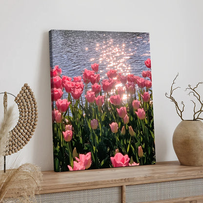 Framed Canvas Poster Pink Flower Artist Home Wall Decor Suitable for Living Room Bedroom Office Office Restaurant Bar Bathroom