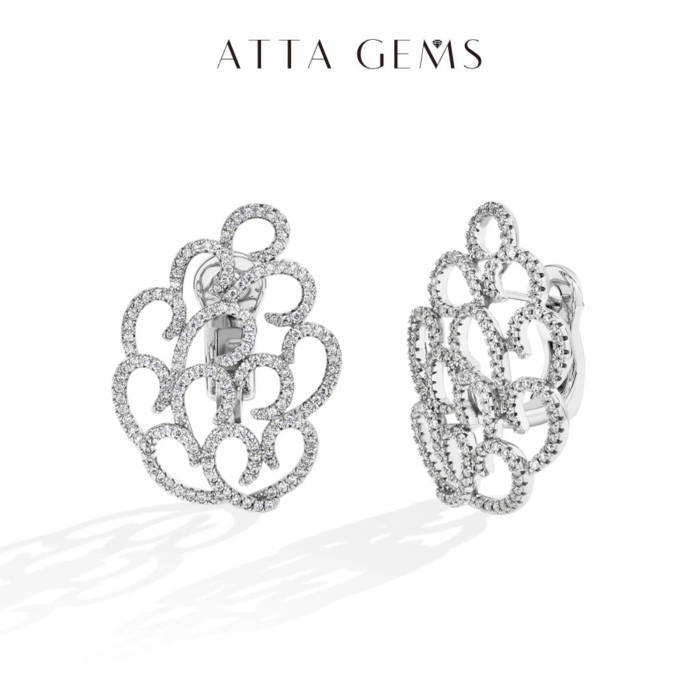ATTAGEMS Snowflake Women's Earrings For Party S925 Silver Moissanite Earrings D VVS1 Yellow Gold Plated Gifts Sparkling Jewelry Luxlife Brands