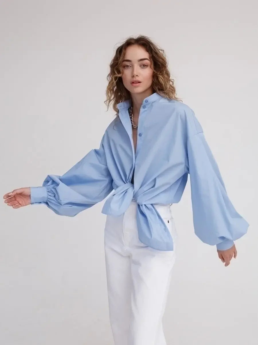 Women&#39;s Floral Print Puff Sleeve Shirt Female Elegant Casual V Neck Shirts 2023 Spring Summer Ladies Tops Blouses Vintage Blouse