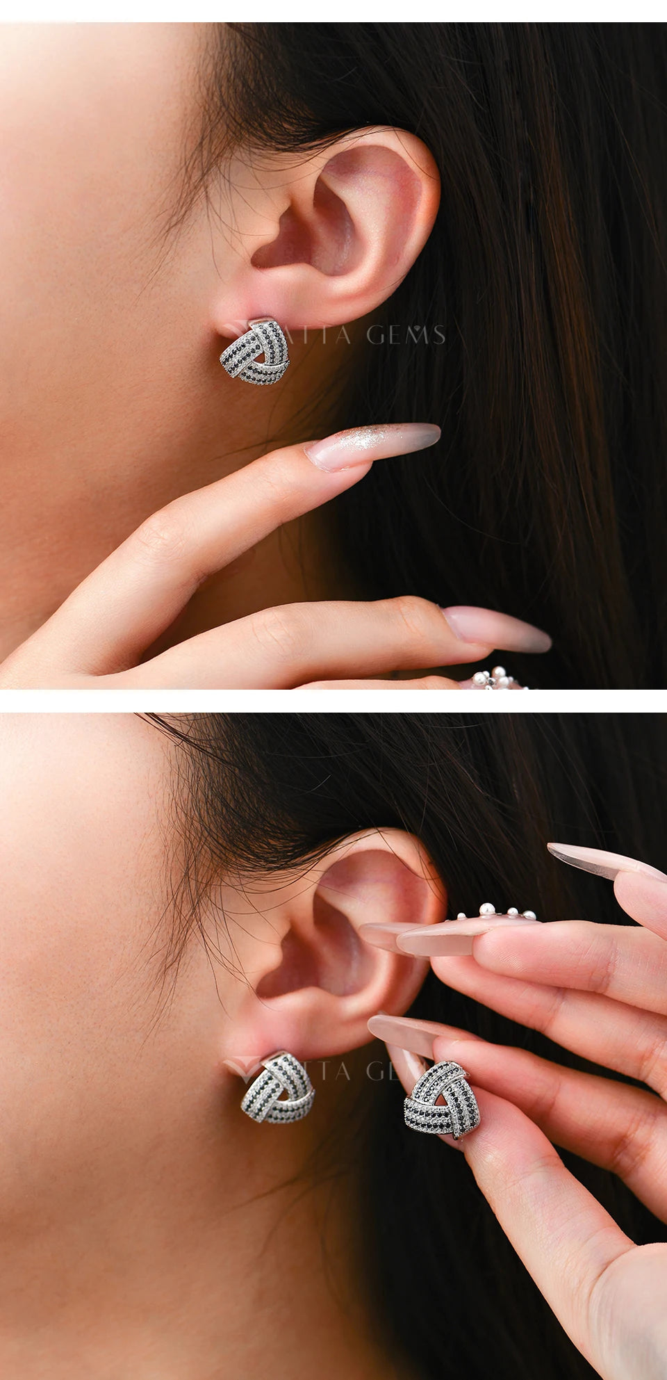 Attagems DVVS Moissanite Diamond Triangle Stud Earring For Women 925 Sterling Silver 18K Gold Plated Birthday Gift Party Jewelry Luxlife Brands