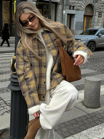 Autumn Wool Plaid Jacket