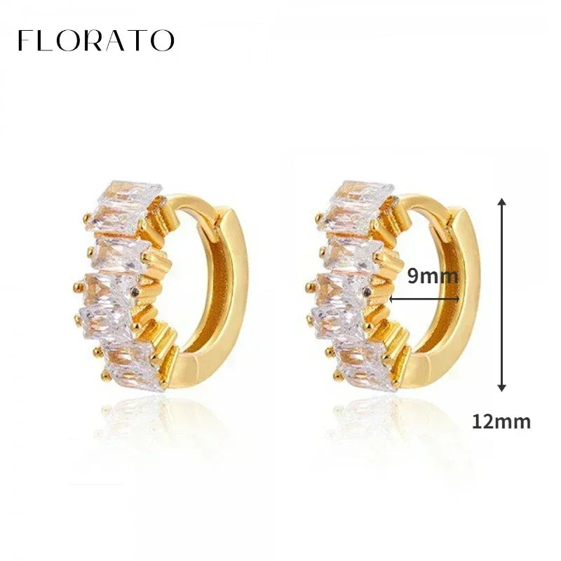 Luxury white crystal zircon earrings 925 sterling silver ear needles Hoop gold earrings For women Fashion Luxury Wedding Jewelry Luxlife Brands