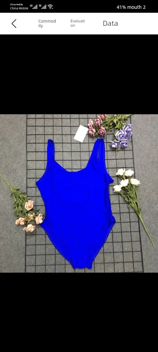 Fashion Hot Spring Sexy Women's One-Piece Swimming Suit No Chest Pad Plus Size Triangle Private Water One-Piece Swimsuit Bikini