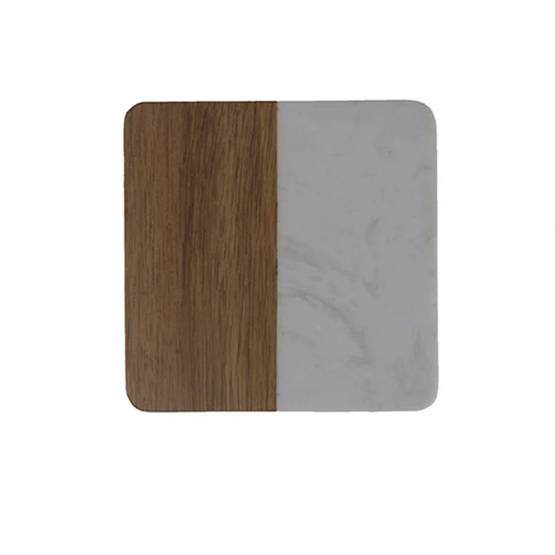 Handcrafted Marble & Handcrafted Acacia Wood Coaster 1pc