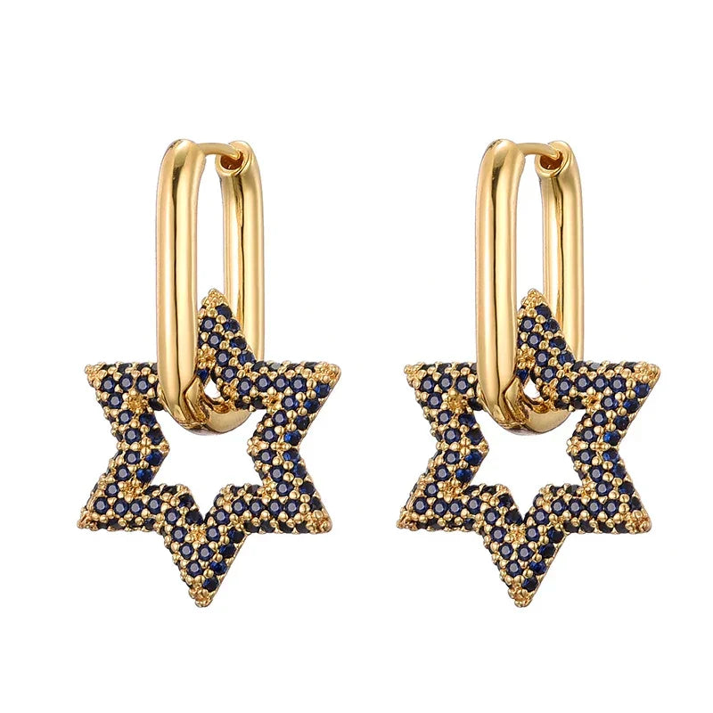 Star Gazing Gold Color Zircon Earrings LUXLIFE BRANDS