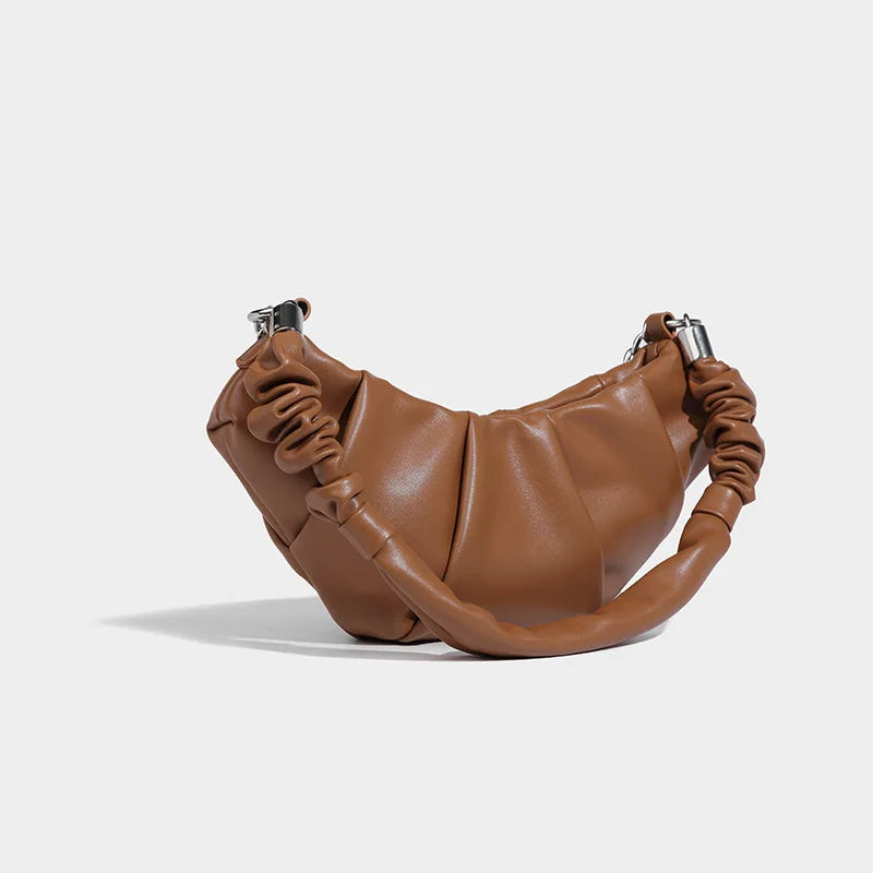 Designer Faux Leather Croissant Crossbody Chain Bag LUXLIFE BRANDS