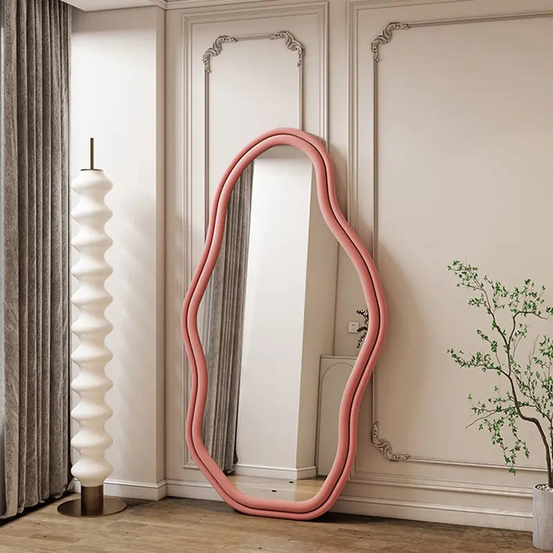 Irregular Full Body Mirror Aesthetic Large Wavy Fashion Standing Mirror Luxury Bedroom Design Spiegel Room Decor GXR35XP