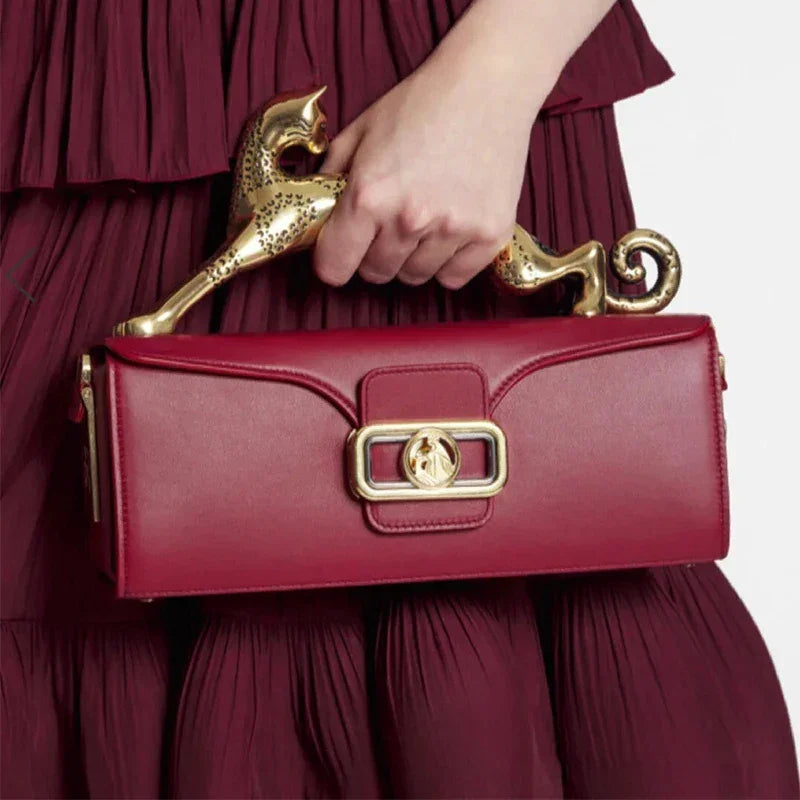 Leopard Handle Leather Bag LUXLIFE BRANDS