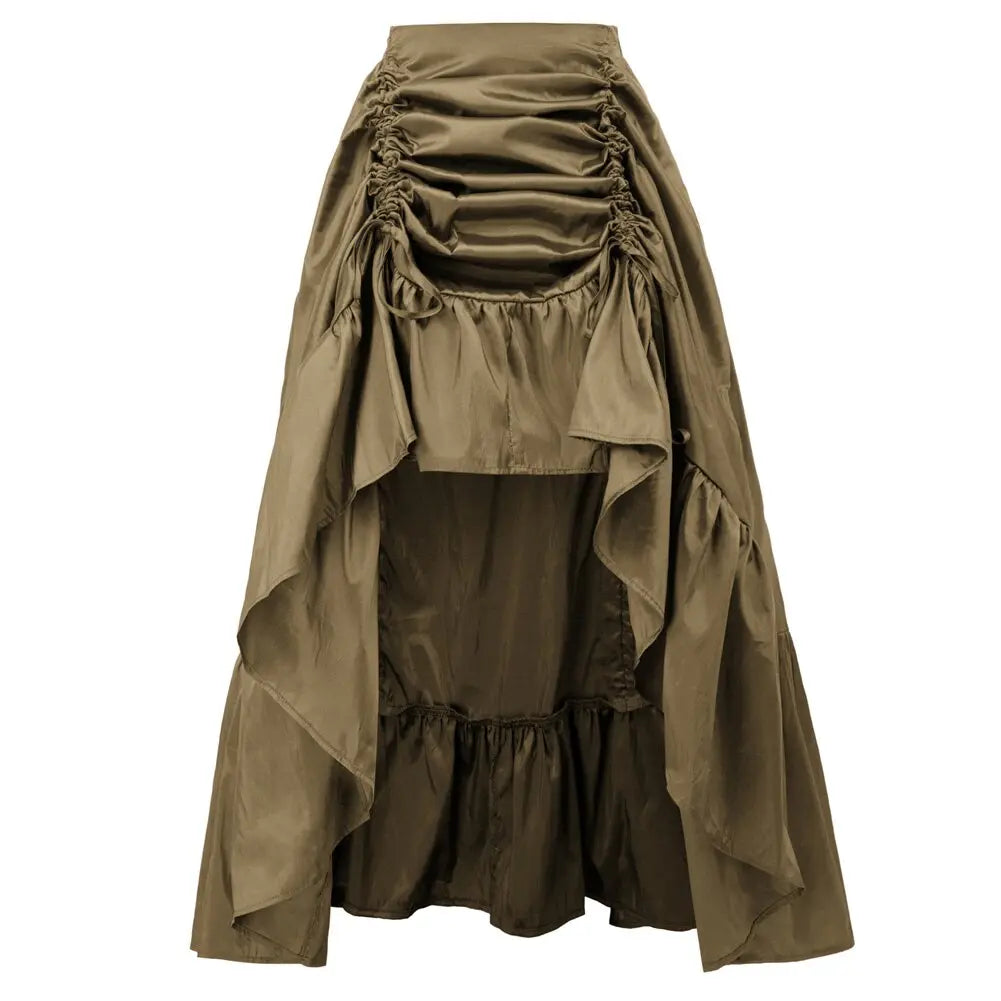 Scarlet Darkness Women's Gothic Steampunk Skirt Victorian High-Low Bustle Skirt Gothic Bustle Skirt Renaissance Costume A20
