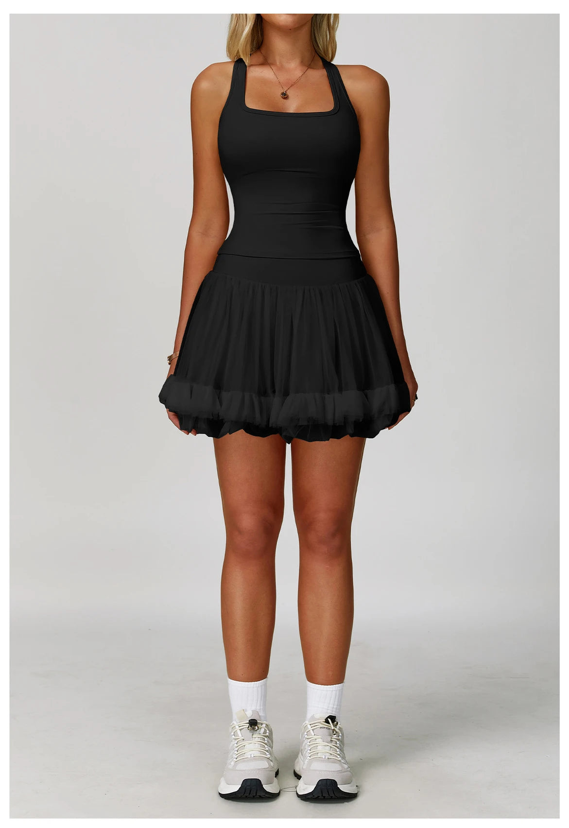 2 Pieces Yoga Suit Naked Feel Gym Set Women Sportswear Workout Clothes High Waist Yoga Short Skirt Fitness Leggings Sports Bra