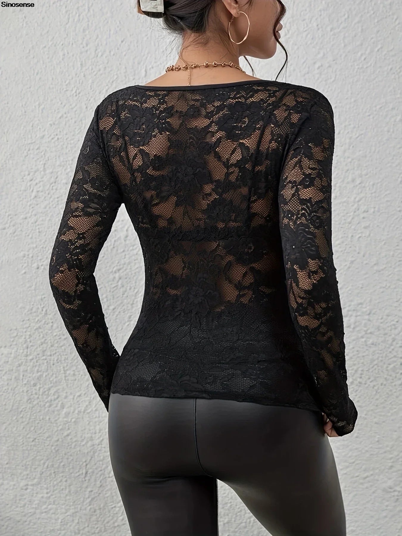 Long Sleeve Sheer Blouse