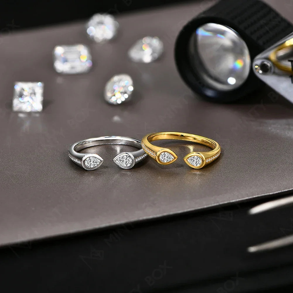 MINTYBOX Pear Shape Lab Grown Diamond Ring 0.5CT S925 Silver Moissanite Rings For Women 18k White Gold Plated Wedding Jewelry