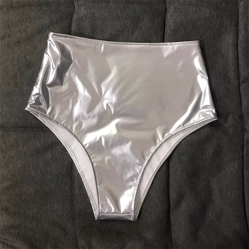 The Stardust Spotlight High-Waist Shorts – Glossy Patent Leather Showgirl Hot Pants