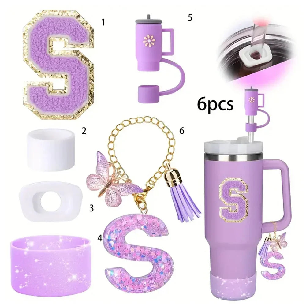 6PCS Cup Accessories Set for Stanley Cup  40oz tumbler with handle Including Silicone Straw Topper and Boot, Spill Proof Stopper