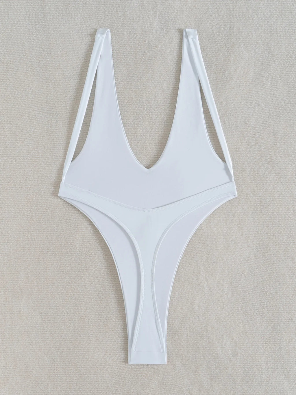 DEKA WomenSolid Deep V Neck One Piece Swimsuit Women Hollow Out White Swimwear Beach Bandage Bathing Suit Monokini