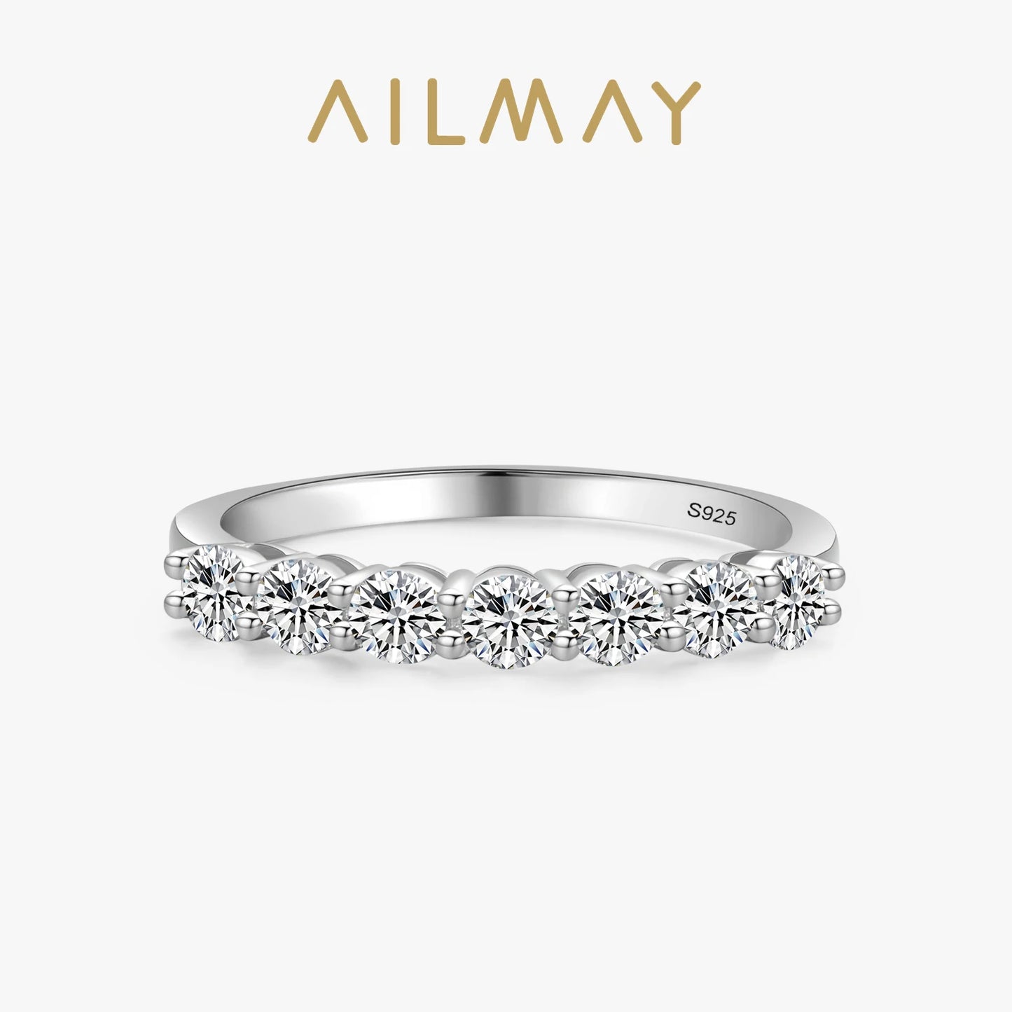 Ailmay 100% 925 Sterling Silver Stackable Round  Dazzling Cubic Zirconia Rings for Women Wedding Engagement Jewelry Gift