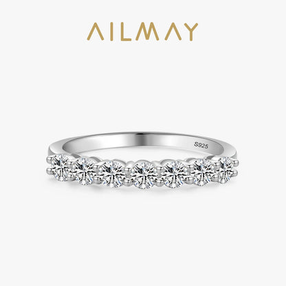 Ailmay 100% 925 Sterling Silver Stackable Round  Dazzling Cubic Zirconia Rings for Women Wedding Engagement Jewelry Gift