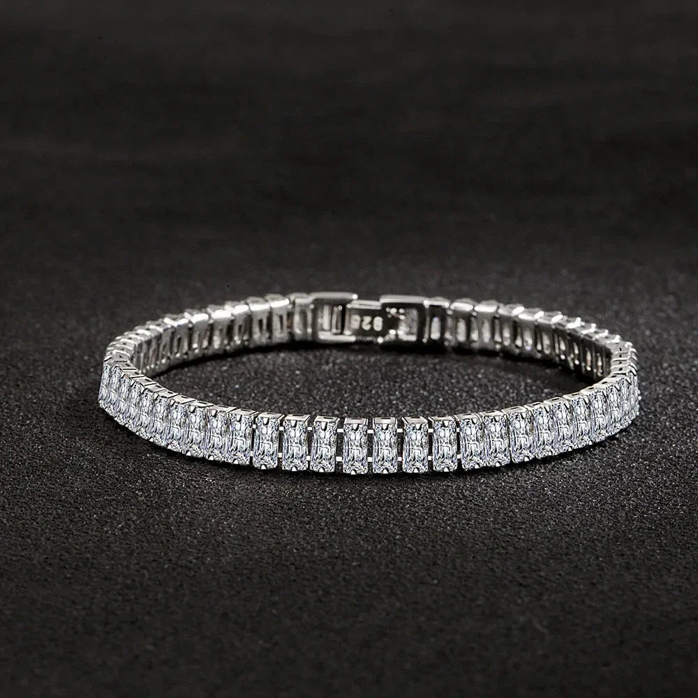 luxury designer 925 Sterling Silver fine Crystal Bracelet For Women fashion Jewelry Engagement Wedding Glamour 18CM Luxlife Brands