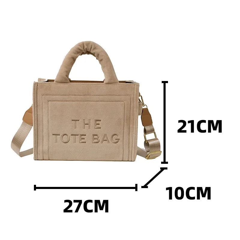 Female Square Tote Crossbody Bag Aesthetic Velour Elegant Letter Print Ladies Shoulder Bags Top Handle Women's Charisma Handbags LUXLIFE BRANDS