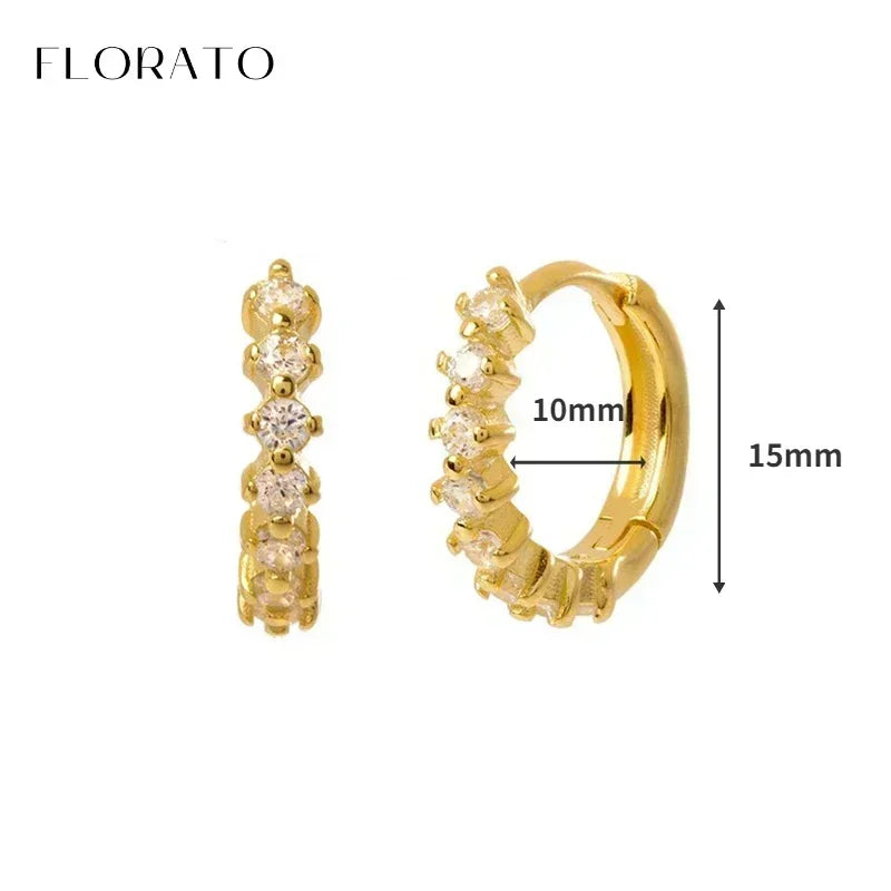 Luxury white crystal zircon earrings 925 sterling silver ear needles Hoop gold earrings For women Fashion Luxury Wedding Jewelry Luxlife Brands