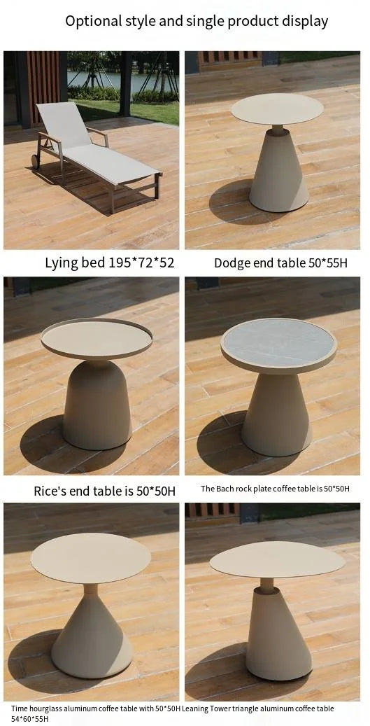 Outdoor Poolside Sun Lounger Set With Adjustable Reclining Comfortable And Durable Chaise Lounge With Armrests And Side Table