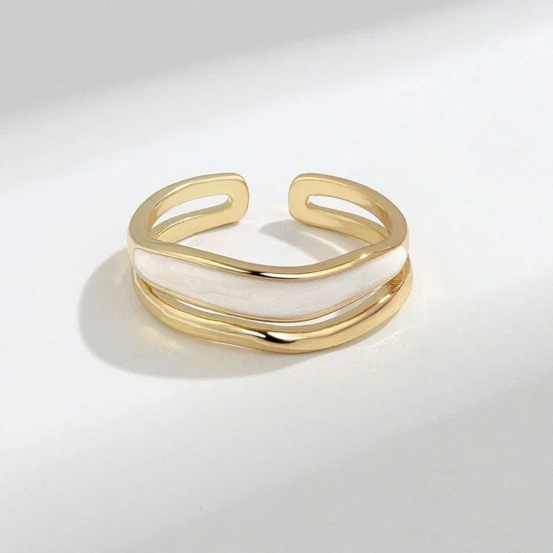 Stainless Steel Black White Heart Rings For Women Gold Color Oil Drip Open Couple Rings Wedding Jewelry Gift Bijoux Femme Luxlife Brands