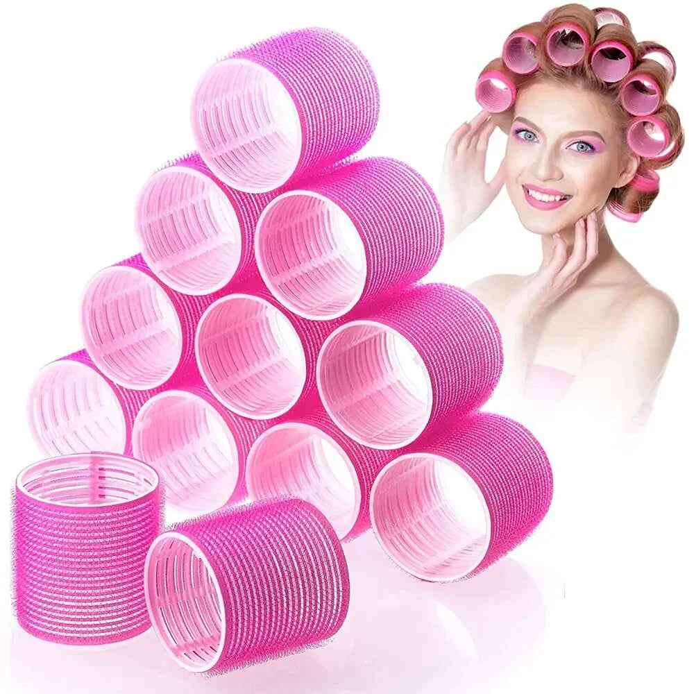 Self-Grip Hair Rollers Heatless Hair Curlers No Heat Hair Bang Volume Self-adhesive Hook &amp Loop DIY Styling Tool Random Color LUXLIFE BRANDS