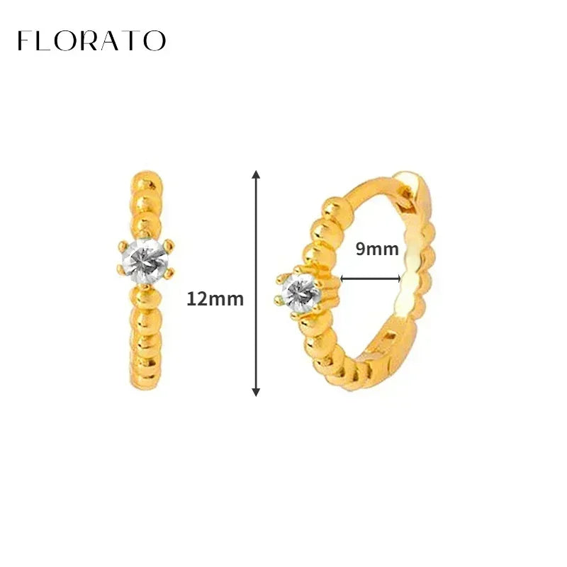 Luxury white crystal zircon earrings 925 sterling silver ear needles Hoop gold earrings For women Fashion Luxury Wedding Jewelry