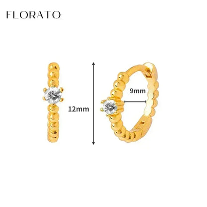 Luxury white crystal zircon earrings 925 sterling silver ear needles Hoop gold earrings For women Fashion Luxury Wedding Jewelry