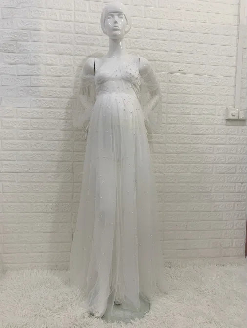 Maternity Pearl White Gown