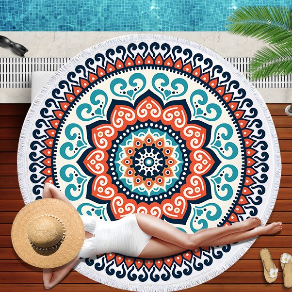 Gradient Mandala Round Beach Towel/Yoga Mat