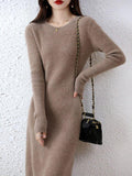 Vienna Cashmere Sweater Dress 100% Merino Wool LUXLIFE BRANDS