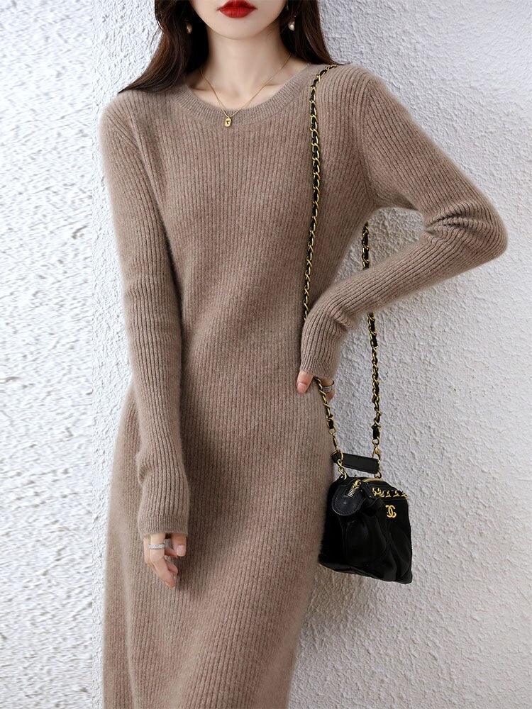 Vienna Cashmere Sweater Dress 100% Merino Wool LUXLIFE BRANDS