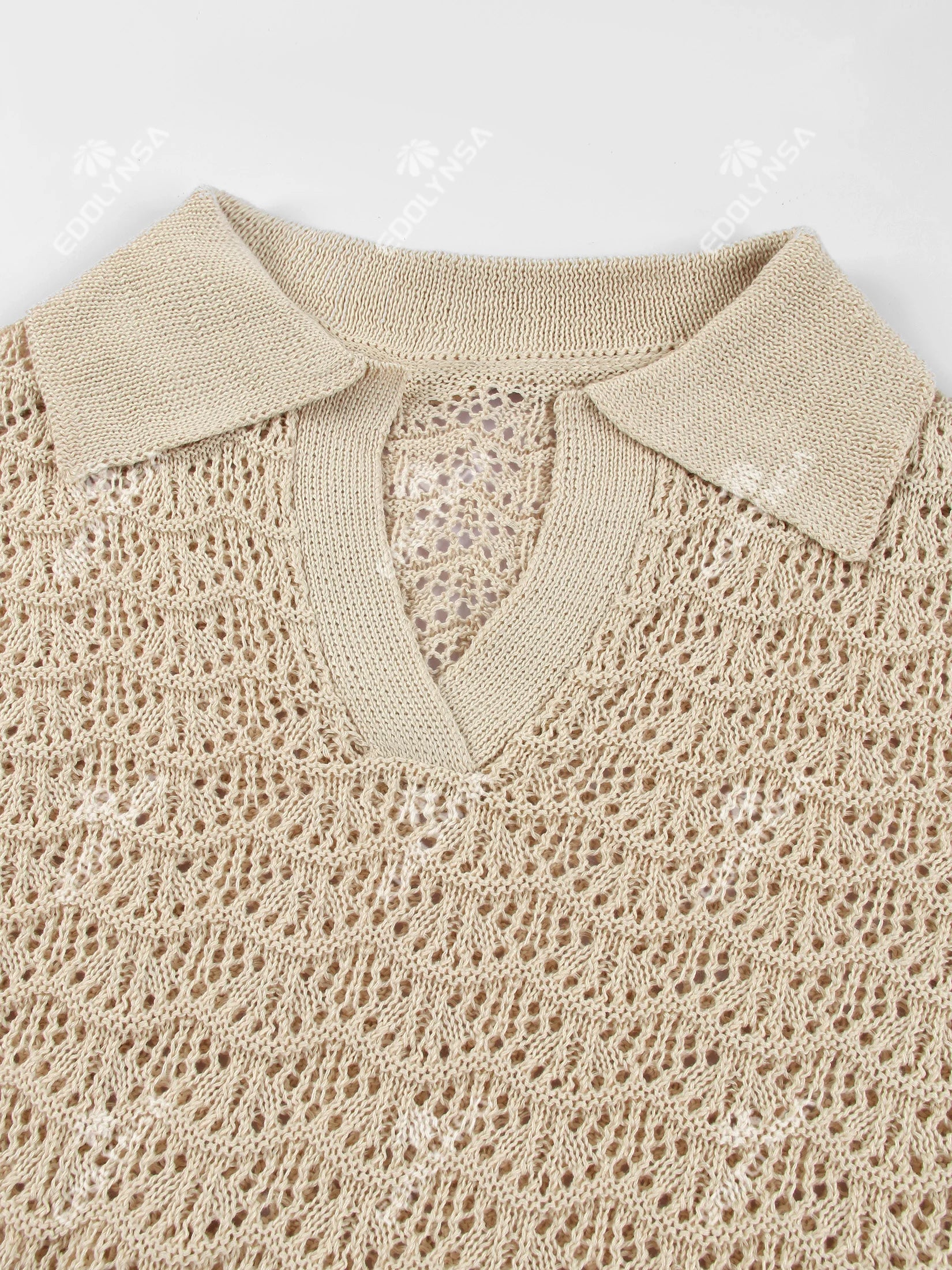 Sexy Shirt V-neck Bell Sleeve Hollow Out Knitted Belted Beach Mini Dress 2025 Summer Swimsuit Cover Up Women's Casual Outfit K16 Luxlife Brands