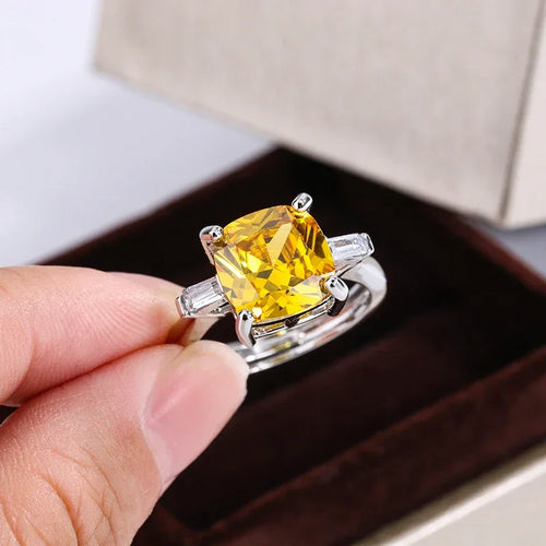 Canary Yellow 925 SS Resizable Ring LUXLIFE BRANDS