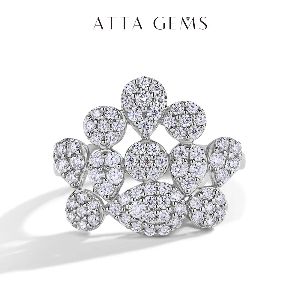 ATTAGEMS Real Moissanite Jewelry Set for Women D VVS1 S925 Sterling Silver Luxury Ring Earrings Bracelet Necklace  Wedding Gifts