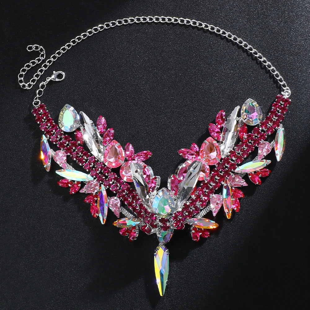 Multicolored Rhinestone Choker Necklace