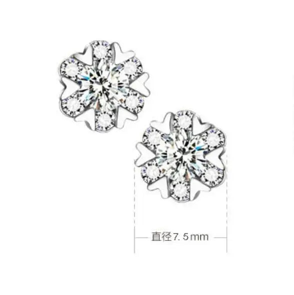 Moissanite Diamond Stud Earrings 18K White Gold Plated Silver Flower Eearring for Brilliant Moissanite Party Jewelry