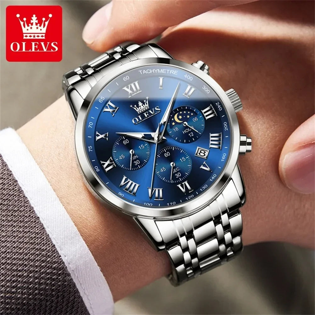 Luxury Brand Men's Stainless Chronograph Quartz Watch LUXLIFE BRANDS