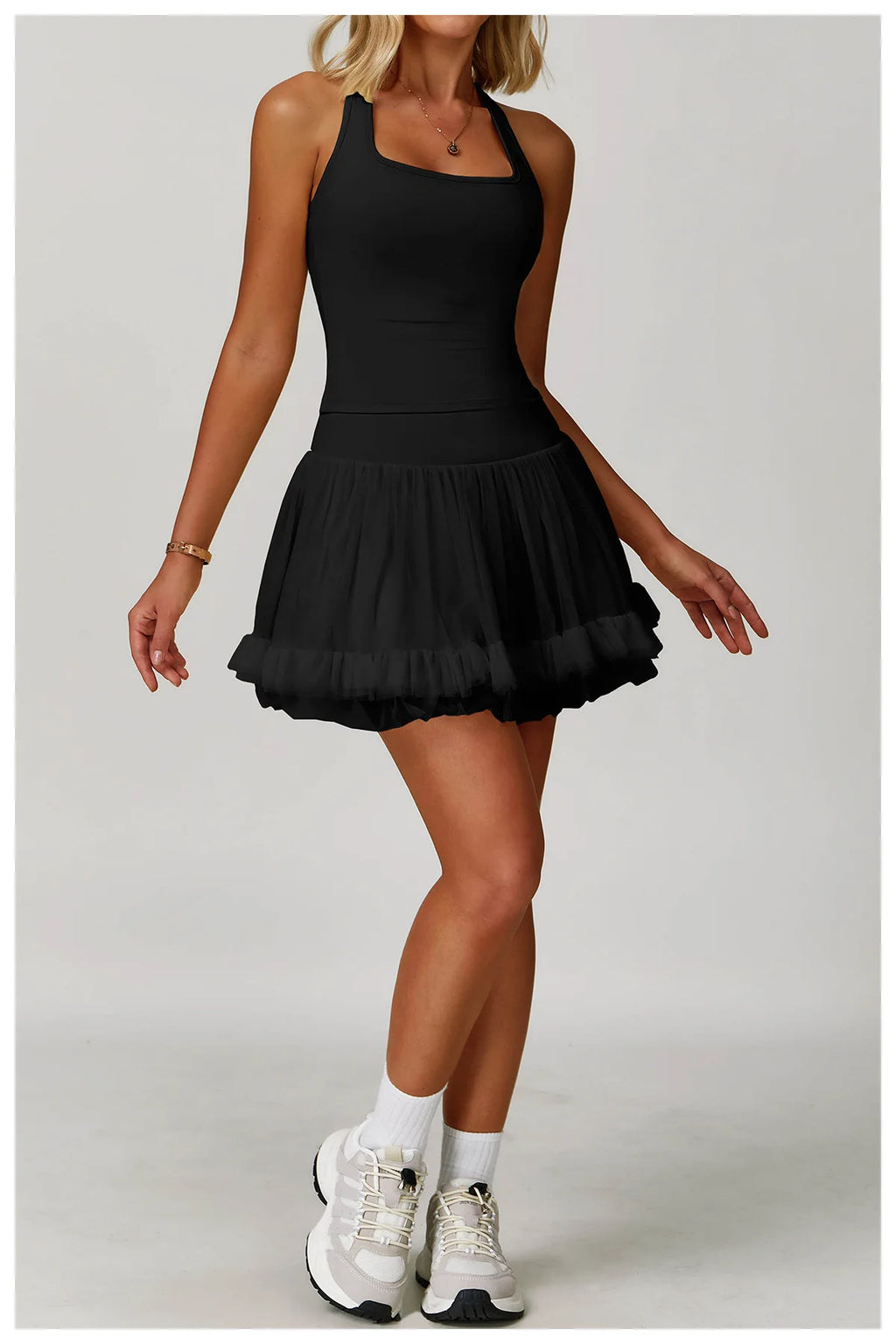 2 Pieces Yoga Suit Naked Feel Gym Set Women Sportswear Workout Clothes High Waist Yoga Short Skirt Fitness Leggings Sports Bra